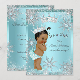Sweet Princess Girl Baby Dusche Aquamarin ethnisch Einladung