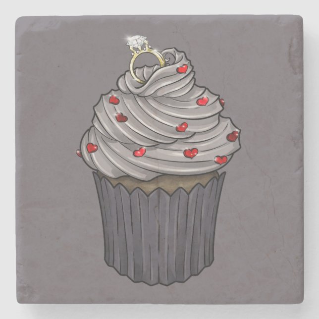 Sweet Proposal Cupcake Steinuntersetzer (Vorderseite)