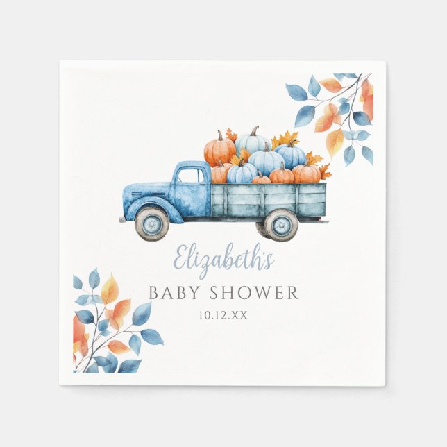 Sweet Pumpkin Blue Boy Baby Dusche Serviette (Vorderseite)