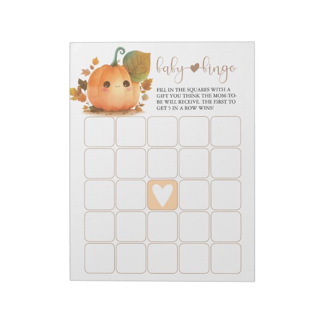 Sweet Pumpkin Fall Baby Bingo Notizblock (Rotiert)