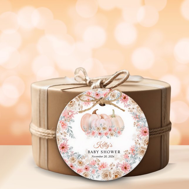 Sweet Pumpkin Floral Baby Dusche Geschenkanhänger (Von Creator hochgeladen)