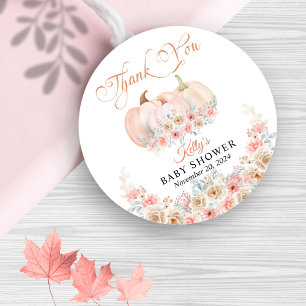 Sweet Pumpkin Floral Baby Dusche Runder Aufkleber