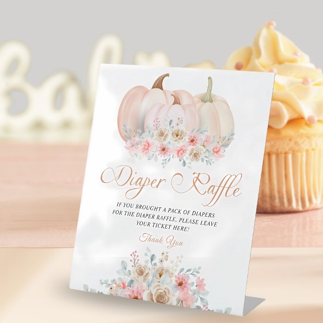 Sweet Pumpkin Floral Baby Dusche Windel Windeln Ra Sockelschild (Von Creator hochgeladen)