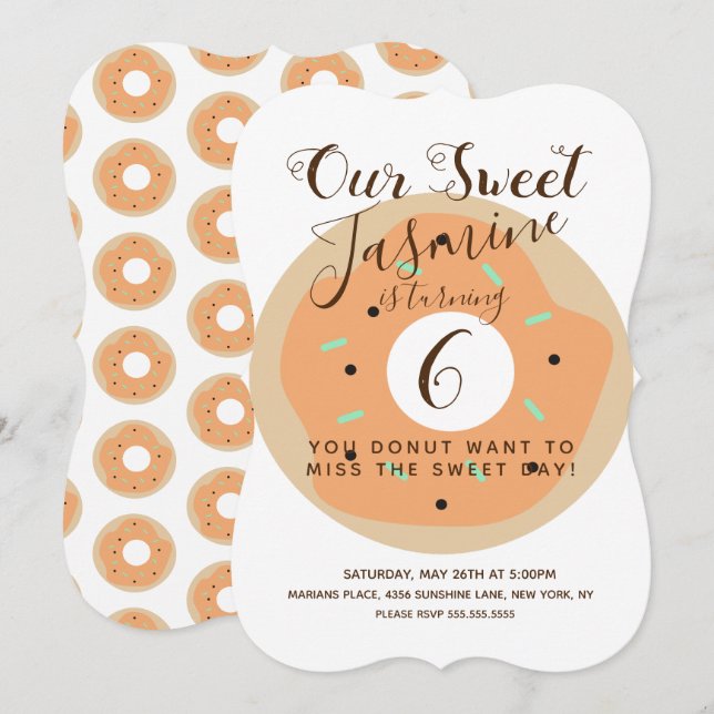 Sweet Pumpkin Sprinkle Donut Birthday Einladung (Vorne/Hinten)