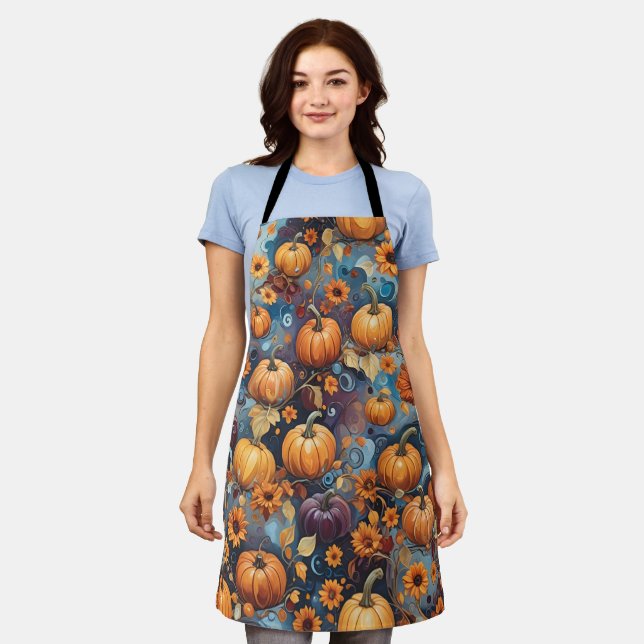 Sweet Pumpkins Fallmuster All-Over-Print-Schürze Schürze (Getragen)