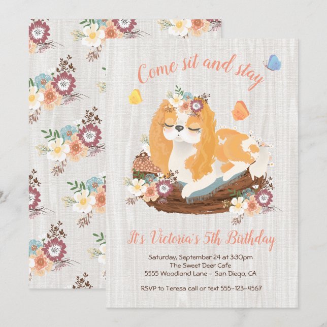 Sweet Puppy Party Einladungen (Vorne/Hinten)