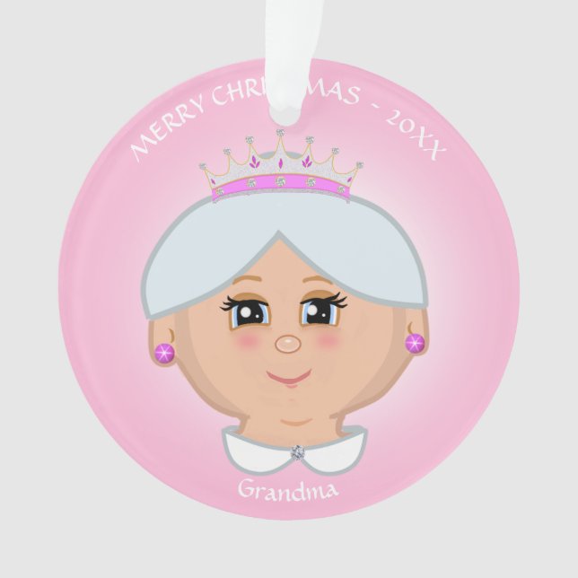 Sweet Queen Oma auf Rosa Ornament (Vorderseite)