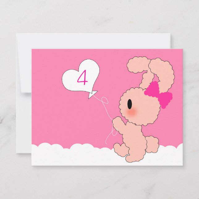 Sweet Rabbit Cute 4e invitation à l'anniversaire (Devant)