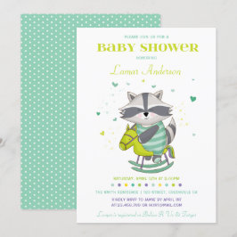 Sweet Raccoon Baby Dusche Einladung