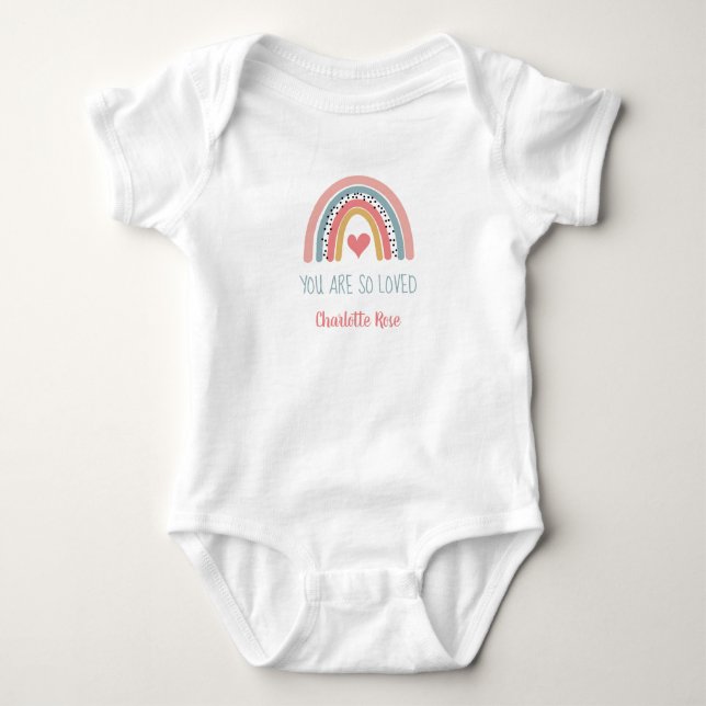 Sweet Rainbow and Heart Baby Girl Strampler (Vorderseite)