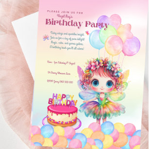 Sweet Rainbow Fairy Invitation Anniversaire Pour F