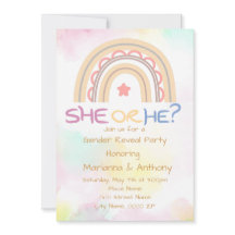 Sweet Rainbow Gender Reveal Party Einladung