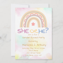 Sweet Rainbow Gender Reveal Party Einladung
