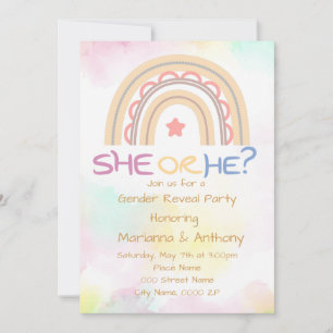 Sweet Rainbow Gender Reveal Party Einladung