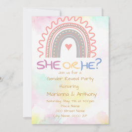 Sweet Rainbow Gender Reveal Party Einladung