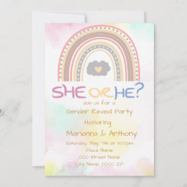 Sweet Rainbow Gender Reveal Party Einladung