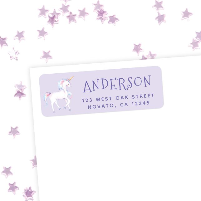 Sweet Rainbow Unicorn Birthday Return Address (Von Creator hochgeladen)