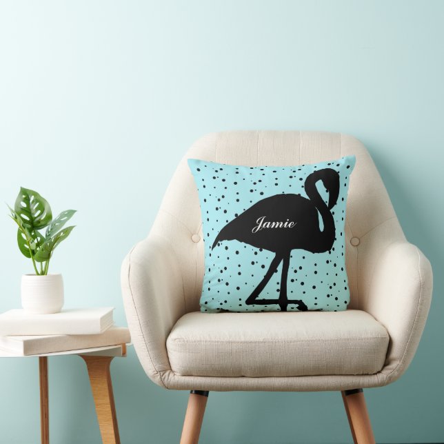 Sweet Random Dot Flamingo Aquamarin Aqua Kissen (Stuhl )