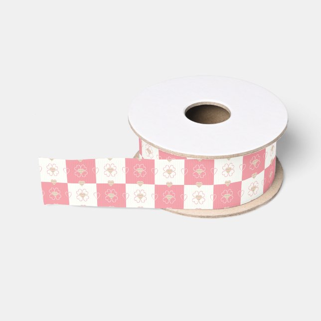 Sweet Raute Heart Checkered Ripsband (Spule)