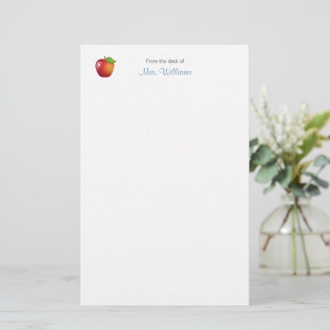 Sweet Red Apple School Teacher Briefpapier (Stehend Vorderseite)