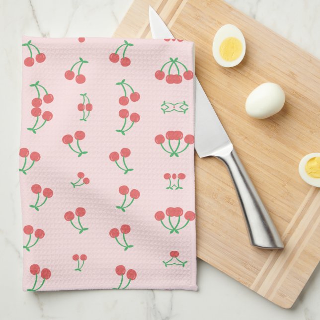 Sweet Red Cherry Muster Geschirrtuch (Viertel Falte)
