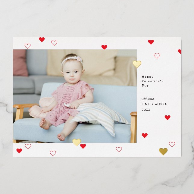 Sweet Red Hearts Happy Valentine's Day Foto Folieneinladung (Vorderseite)
