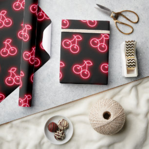 Sweet Red Neon Cherry Pattern Geschenkpapier