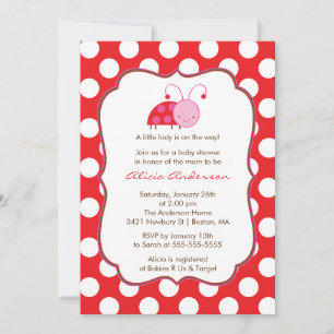 Sweet Red & PINK Ladybugs Babydusche Einladung