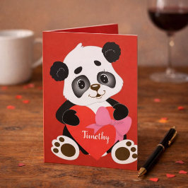 Sweet Red Valentine's Day Card mit Panda Design Feiertagskarte