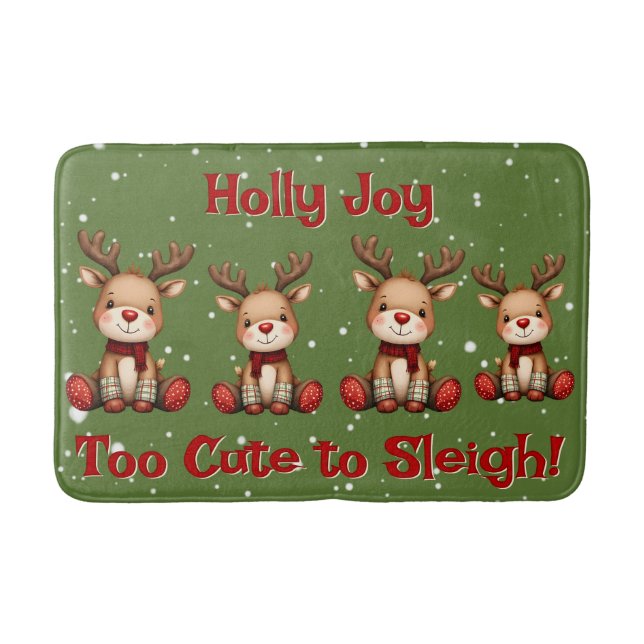 Sweet Reindeer Pair in Holiday Snowfall Badematte (Vorderseite)