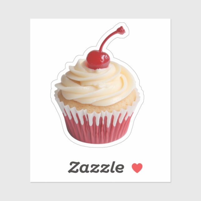 Sweet Retro Cherry Topped Cupcake Aufkleber (Blatt)