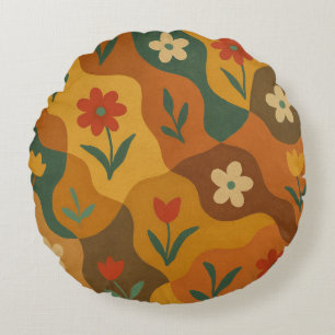 Sweet Retro Country Garden Muster Rundes Kissen