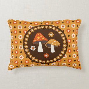 Sweet Retro Pilze und Blume Dekokissen