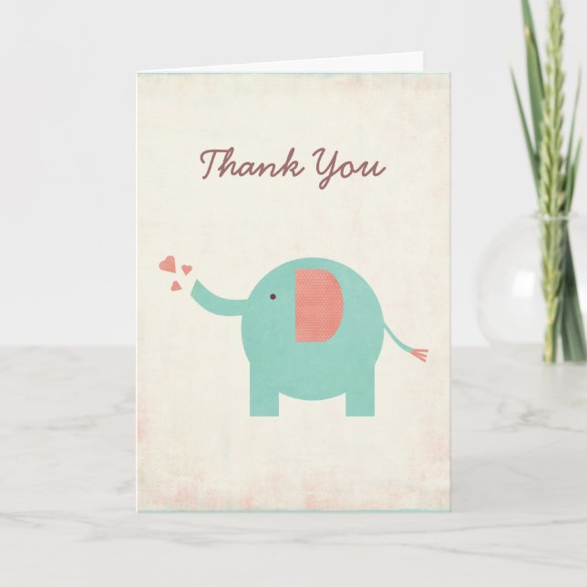 Sweet Retro Unisex Elephant Carte de remerciements (Devant)