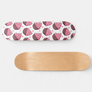 Sweet Ride - Pink Cupcakes und White Stars Skateboard