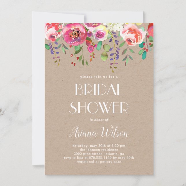 Sweet Romance Bridal Shower Invitation Kraft (Devant)