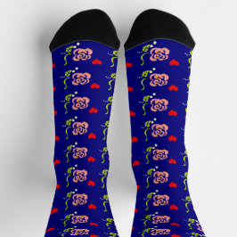 Sweet Romance Niedlich Hearts and Pink Roses Socks Socken