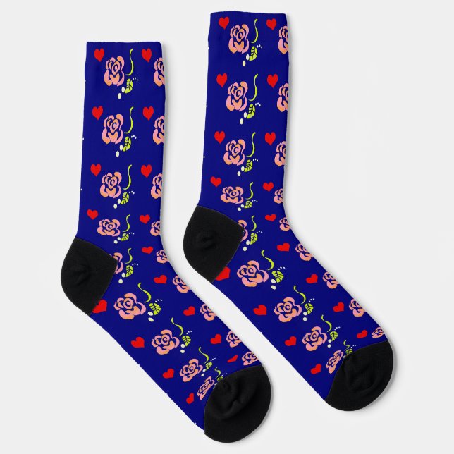 Sweet Romance Niedlich Hearts and Pink Roses Socks Socken (Rechts)