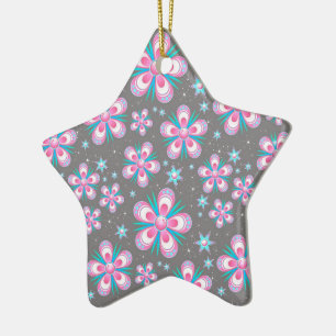 Sweet Romantic Abstract Pink Flowers Pattern Keramikornament