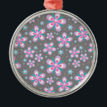 Sweet Romantic Abstrakt Pink Blume Muster Silbernes Ornament<br><div class="desc">Sweet Romantic Abstrakt Pink Blume Muster</div>