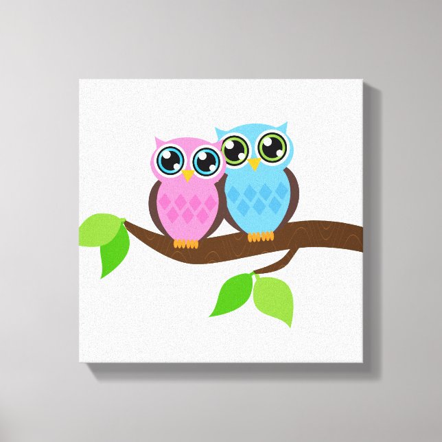Sweet Romantic Owls Leinwanddruck (Vorderseite)