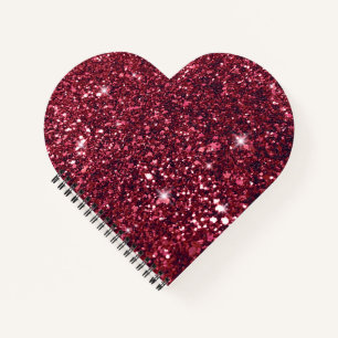 Sweet Romantic Red Glitzer Heart Notizbuch