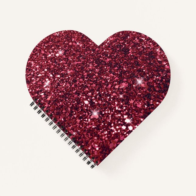 Sweet Romantic Red Glitzer Heart Notizbuch (Vorderseite)