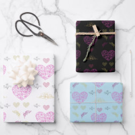 Sweet romantic valentine heart geschenkpapier set