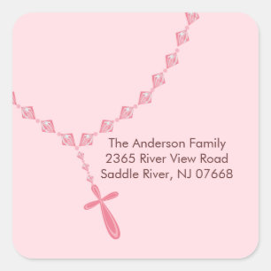 Sweet Rosary Beads Adresse Aufkleber Taufe