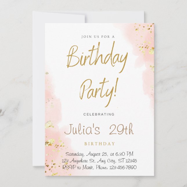 Sweet Rose or Anniversaire Fête Invitation (Devant)