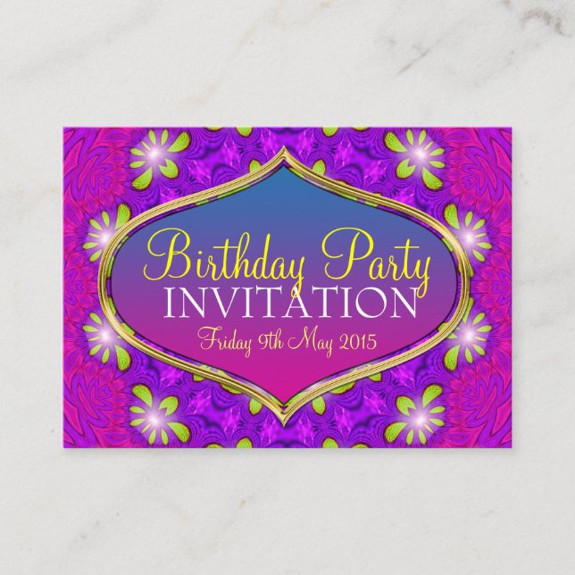 Sweet Rose+Purple Floral Mini Invitations (Devant)