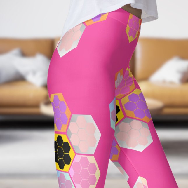 Sweet Rose Red Honey Color Pattern Leggings (Honey Color - Rose Bonbon Leggings)