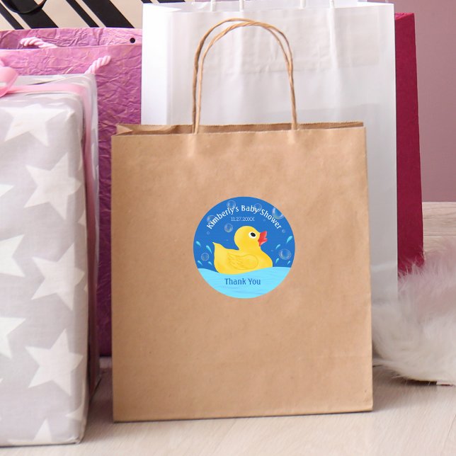Sweet Rubber Ducky Bubbles Baby Dusche Danke Runder Aufkleber (Von Creator hochgeladen)