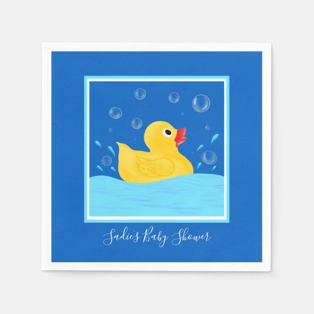 Sweet Rubber Ducky Bubbles Baby Dusche Serviette (Vorderseite)